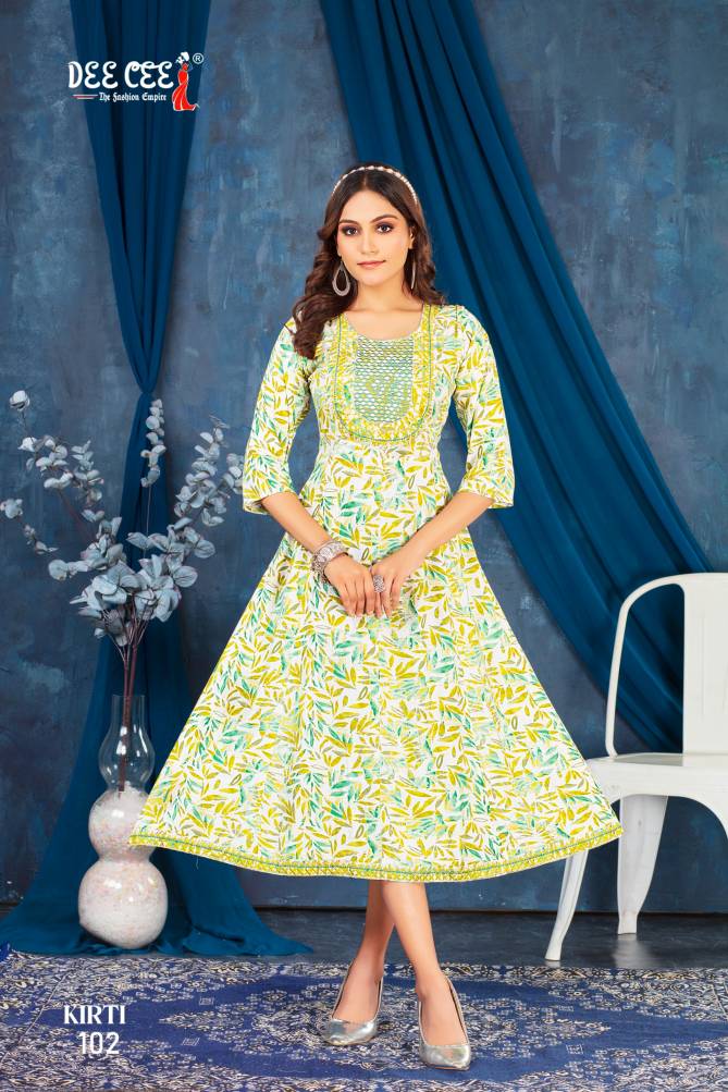 Kirti By Deecee Rayon Foil Printed Anarkali Kurtis Suppliers In India